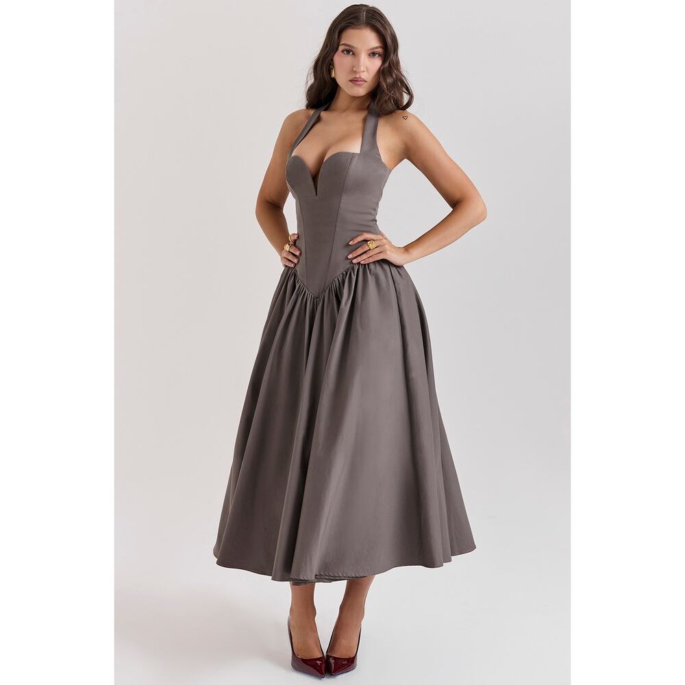 House of CB Coquette Smoke Halter Midi Dress